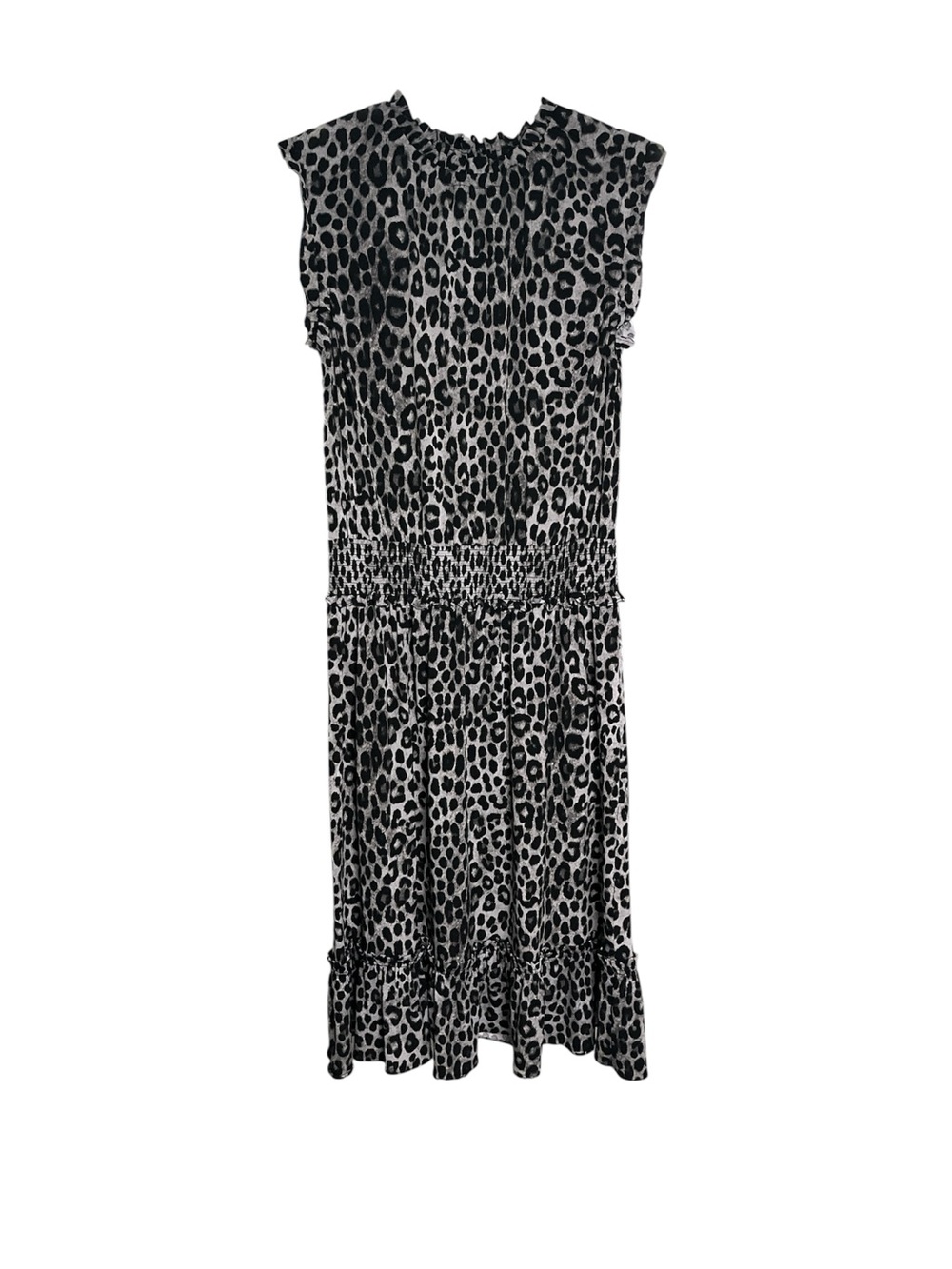 Michael Kors Women's Animal-Print Smocked Dress Gray Size Large